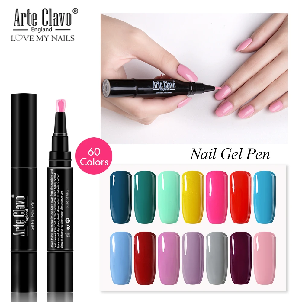 

Arte Clavo Nail Gel Pen UV Gel Polish Varnish Pen 60 Colors Need Base Top Nail Art Semi Permanent UV Hybrid Gel Polish Pencil