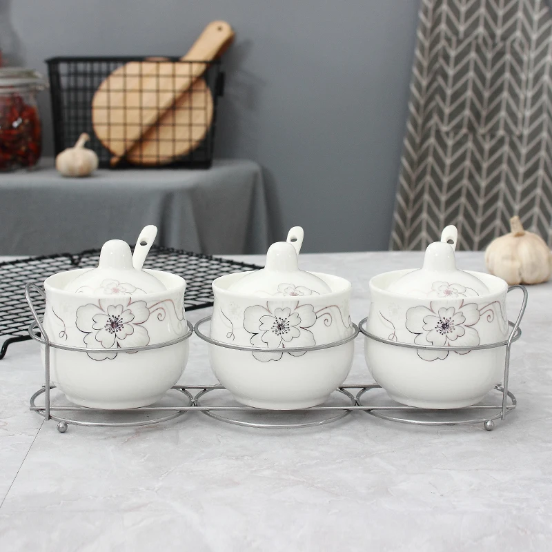4Pcs Direct marketing garden flower creative ceramic seasoning jar home hotel kitchen seasoning storage decoration supplies