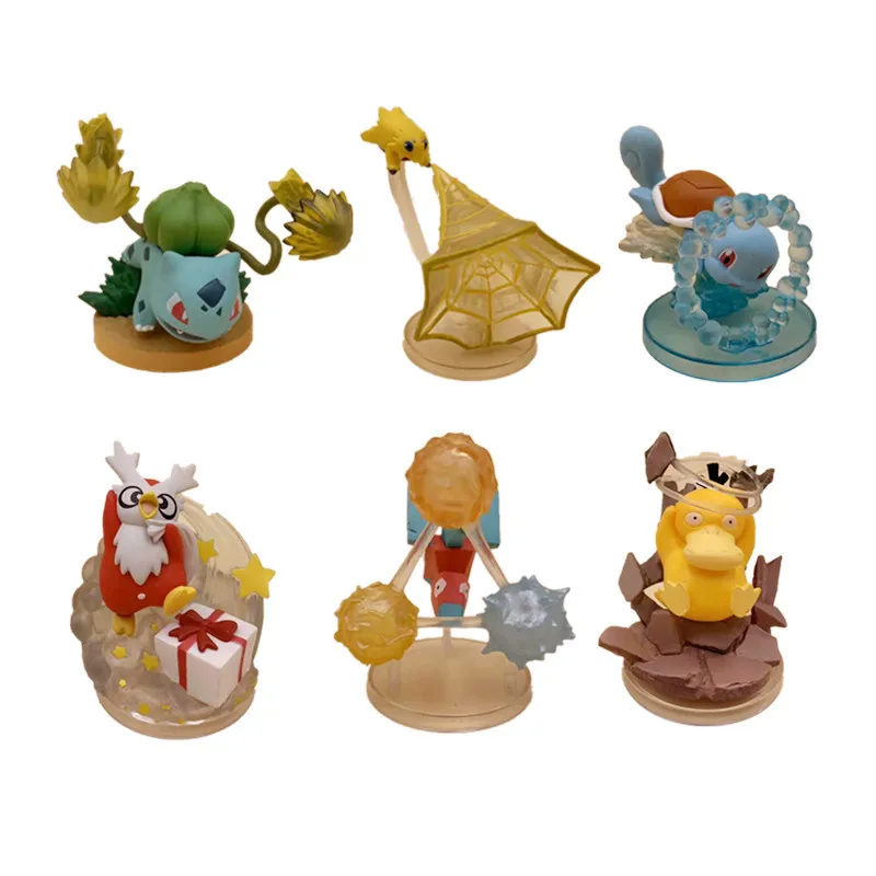 6 шт./лот Pocket Bulbasaur фигурки Delibird Proygon Joltik Psyduc Squirtle ПВХ аниме модель монстра Коллекционные детские игрушки