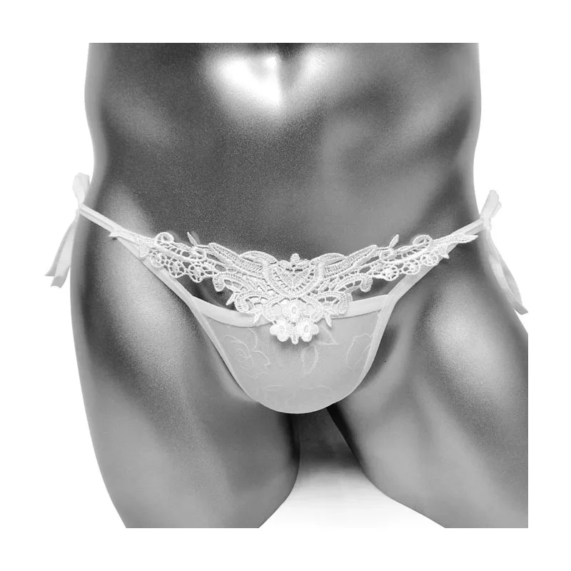 Бандажные трусы с вышивкой сексуальное мужское нижнее белье для геев мягкое