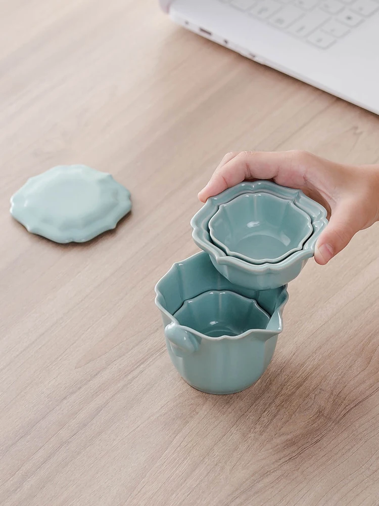 Керамический чайник LUWU gaiwan с 2 чашками переносной дорожный чайный сервиз