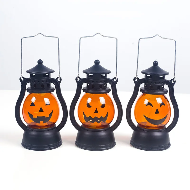 Halloween Pumpkin Lanterns Hanging Oil Lamp Wind Light Dazzling Toys for Halloween Decor Haunted House Decoration