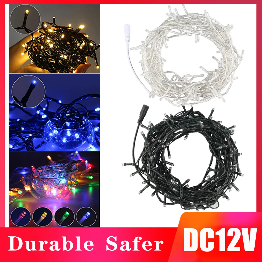 DC12V сказочные светодиодные гирлянды 10 м/20 м белый/темно зеленый провод