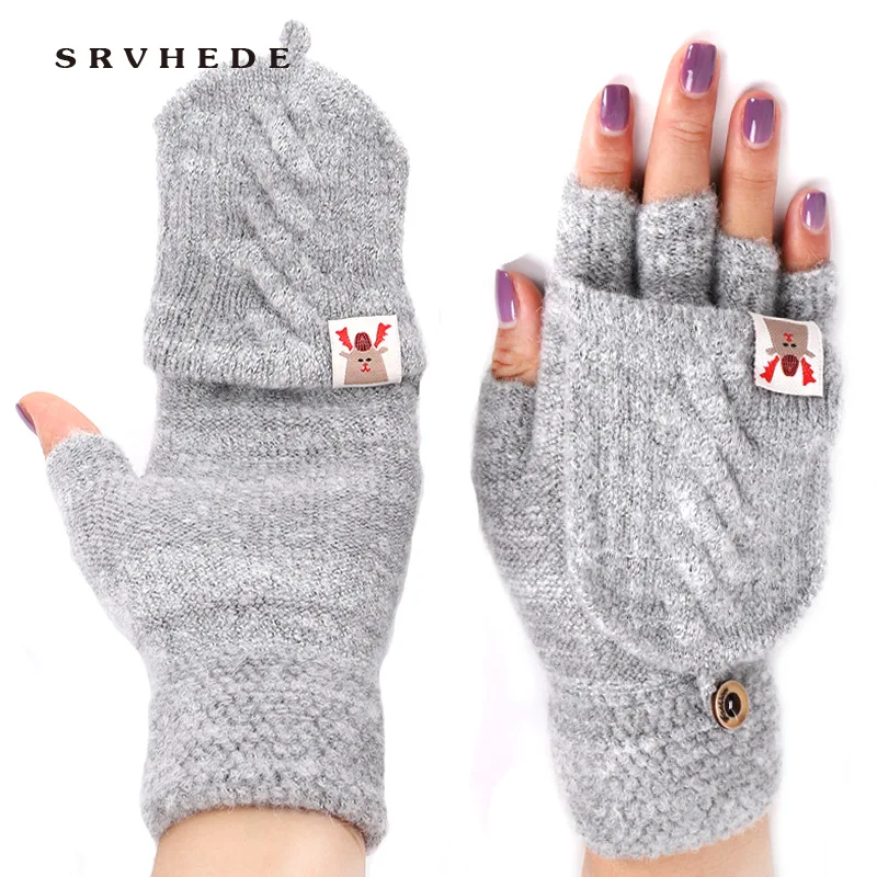 Guantes зимние перчатки женские для девочек одноцветные из кроличьей шерсти мягкие