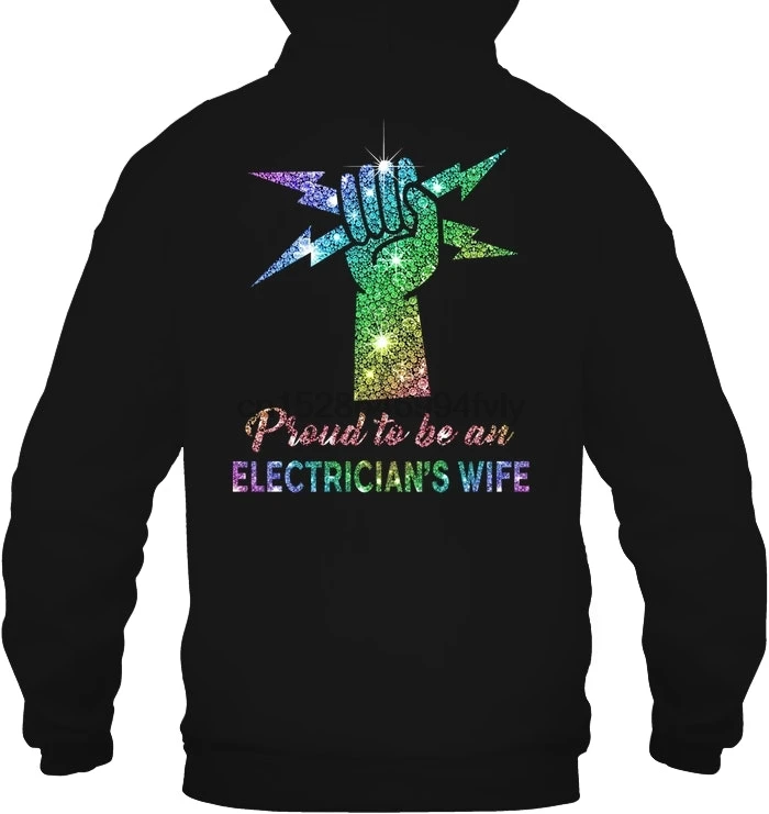 Мужская толстовка с капюшоном надписью Proud To Be A электрик's Wife Bubble Акварельная
