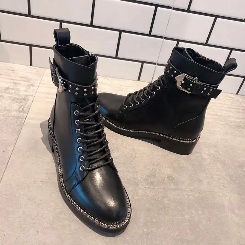 Женские ботинки на молнии; Botas chaussures femme; ботильоны с пряжкой; женская обувь на низком каблуке; женские ботинки с круглым носком; botas mujer Ins