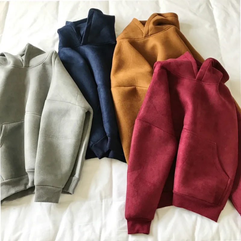 Толстовка Женская с карманами Вельветовая свободная 2019|pullover hoodie|velvet sweatshirthoodie hoody