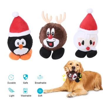 

Plush Pet Dog Christmas Series Set Cute Dolls Bite Toy Funny Pet Chewing Toy For Dog Pupy Cat Washable Dog Play Supplies