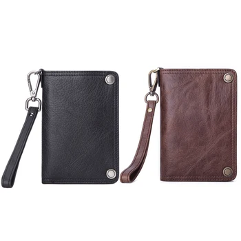 

MISFITS Men's Short Multi-Function netic Buckle Leather Wallet Business Clutch