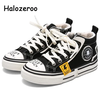 

Winter Kids High Top Casual Sneakers Toddler Warm Canvas Shoes Baby Boys Sport Sneakers Children Black Sneakers School Trainers