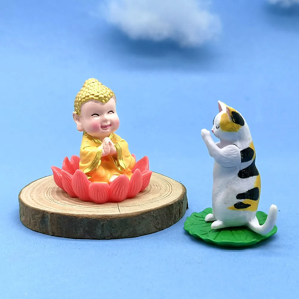 Будда молитва 3D модель Фигурка садовая Фея Декор стекло DIY Украшение дома миниатюрная Смола ремесло современная статуя