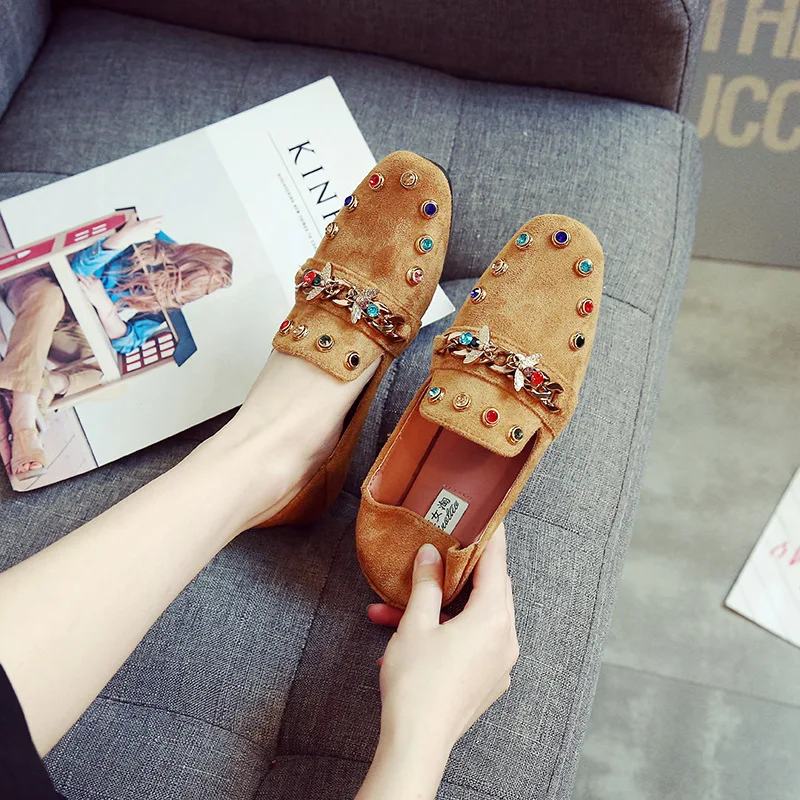 

Rhinestone Shoes Women Flats Plus Size Moccasins Ladies Lazy Loafers Slip On Casual Fashion Female Footwear XXZ95