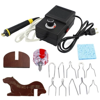 

GTBL Us Plug Wood Burning Pyrography Set 110V 25W Adjustable Temperature Woodburner Machine For Wood Leather Suit Professional B