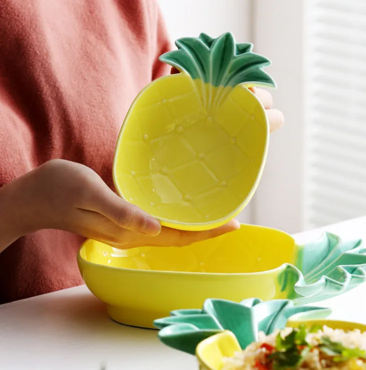 Креативное милое керамическое Ананасовое блюдо чаша фрукты для тарелок