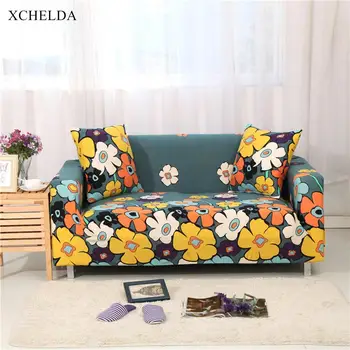 

Elastic Corner Sofa Cover for Living Room Yellow Floral Single Love 3 4 Seater Armchair L Type Stretch Sectional Couch Cover