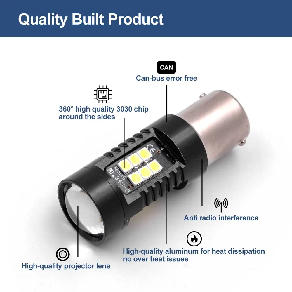 For Dacia Lodgy Dokker 2012-up BA15S 1156 P21W LED Daytime Running Light Bulbs No Hyper Flash Canbus DRLs Car Headlamp