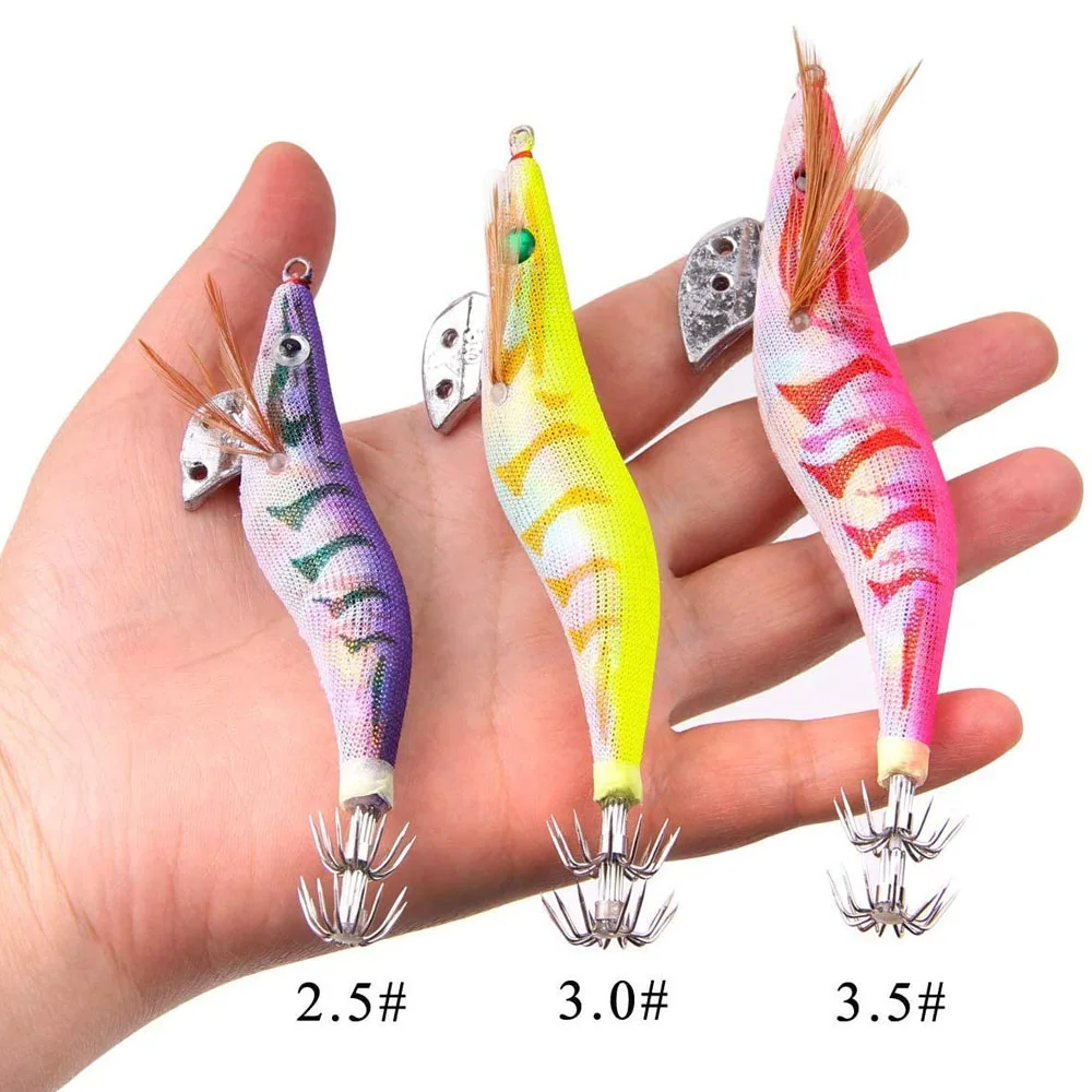 30Pcs/20Pcs/10Pcs Wood Shrimp Fishing Lure Squid Jig Fishing Hook  Spinnerbait Octopus Cuttlefish Shrimp Hard Fishing Bait - AliExpress