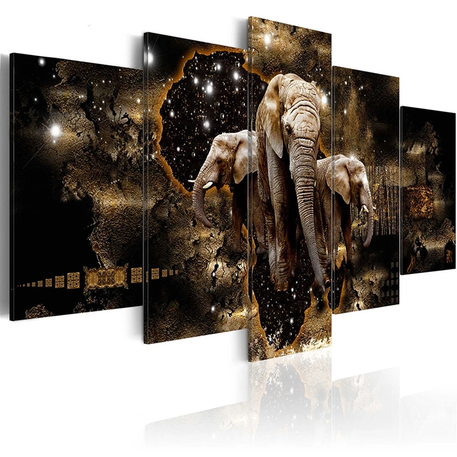 5pcs diamond painting universe elephant 3d full square round drill mosaic cross stitch 5d embroidery home art | Дом и сад