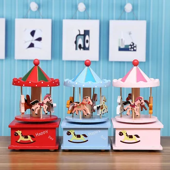 

carousel music box colorful lights musical box resin children's gift birthday gift home decoration love gift daughter Cake decor
