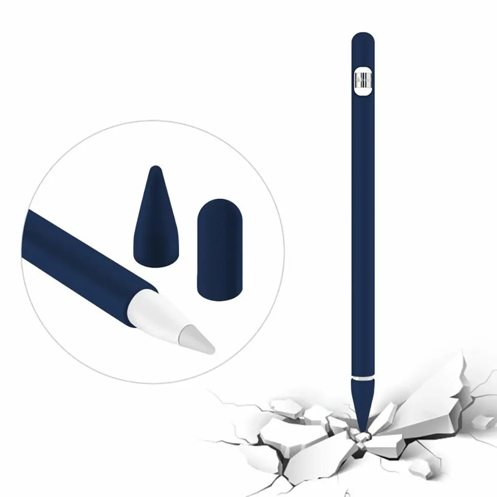 dark blue Цветной мягкий силиконовый совместимый для Apple Pencil чехол совместимый для iPad Tablet стилус защитный чехол - Цвета: dark blue