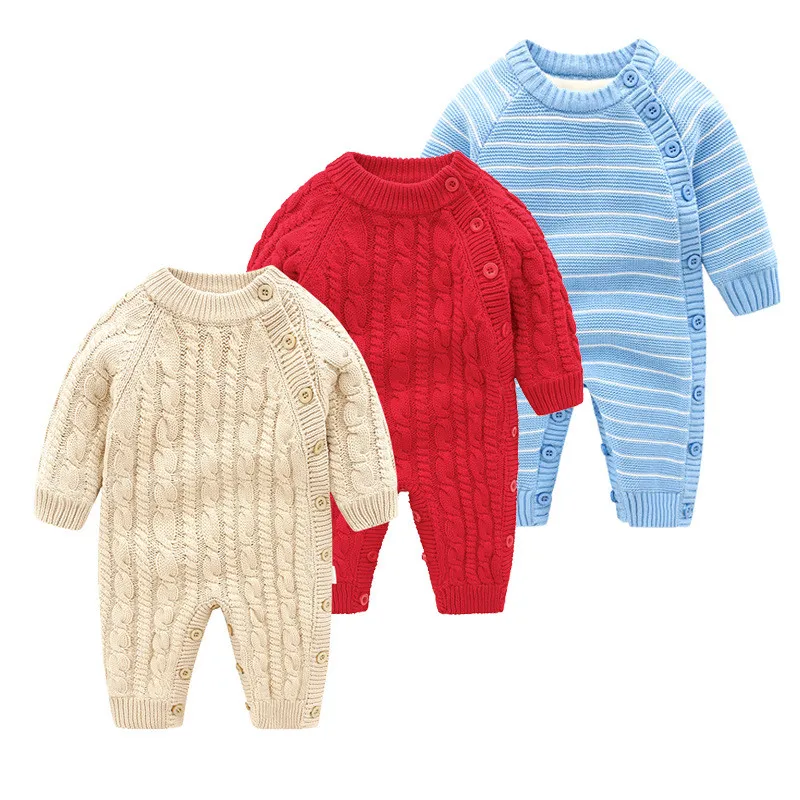 

Baby Rompers Clothes Cotton Knitted Newborn Boys Girls Jumpsuits Long Sleeve Infantil Bebes Overalls Winter Warm Toddler Outfits