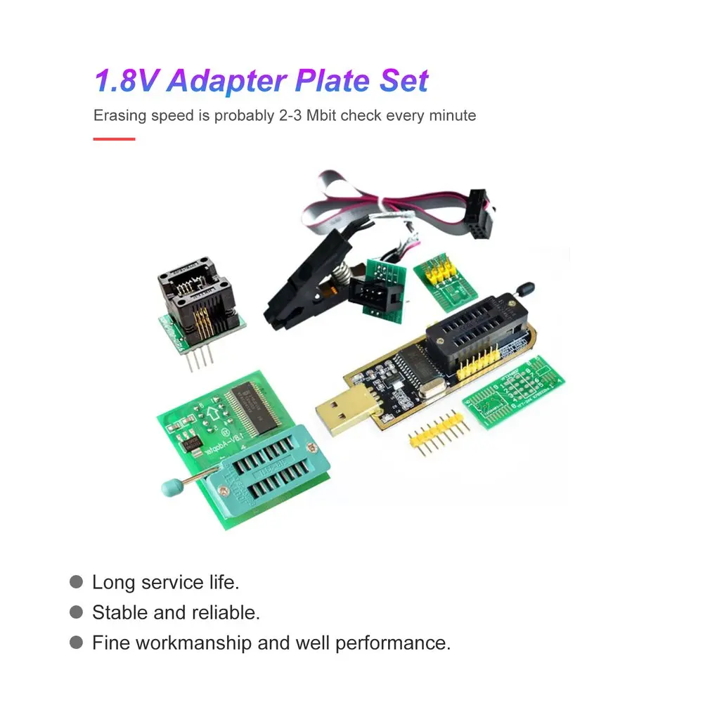 Flash BIOS USB Programmer CH341A Set+ SOP8 Adapter Plate 1.8V Adapter Plate 1.8V Conversion Base Adapter Board