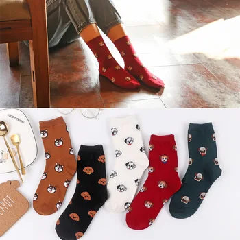 

Spring New Fashion Cartoon Dog Women Socks Harajuku Korean Cute Happy Funny Kawaii Animal Streetwear Cotton Ladies Socks SA-8