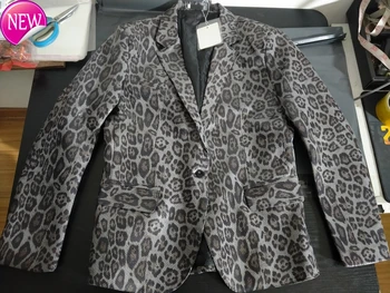 

jacket Singers' leather for performance, loose overcoat for men, and leopard print leather coat for autumn