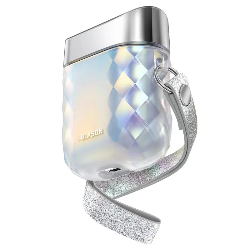 Чехол-накладка серии I-BLASON Gems с ремешком на запястье для Airpods 1st/2nd (прозрачный