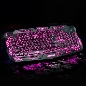 

Colorful Cool Gaming Keyboard LED 3-Color USB Wired Breathing Backlit Waterproof Computer Crack Keyboard Computer Crack Keyboard