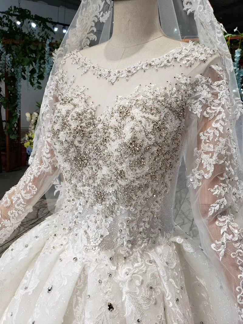 BacklakeGirls белое свадебное платье, стразы, круглый вырез, длинный рукав, кристалл, африканские свадебные платья, Vestido Casamento Civil