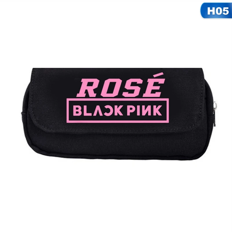 Kpop Черный Розовый пенал из ткани детские школьные принадлежности канцелярские сумки для хранения JISOO/JENNIE/Rose/Lisa пенал - Цвет: H05