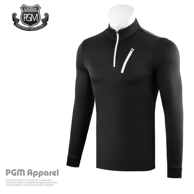 Pgm стиль рубашка для гольфа мужская с длинным рукавом молния шеи Гольф рубашка мужские ветрозащитные футболки для гольфа одежда пуловер D0836 - Цвет: Черный