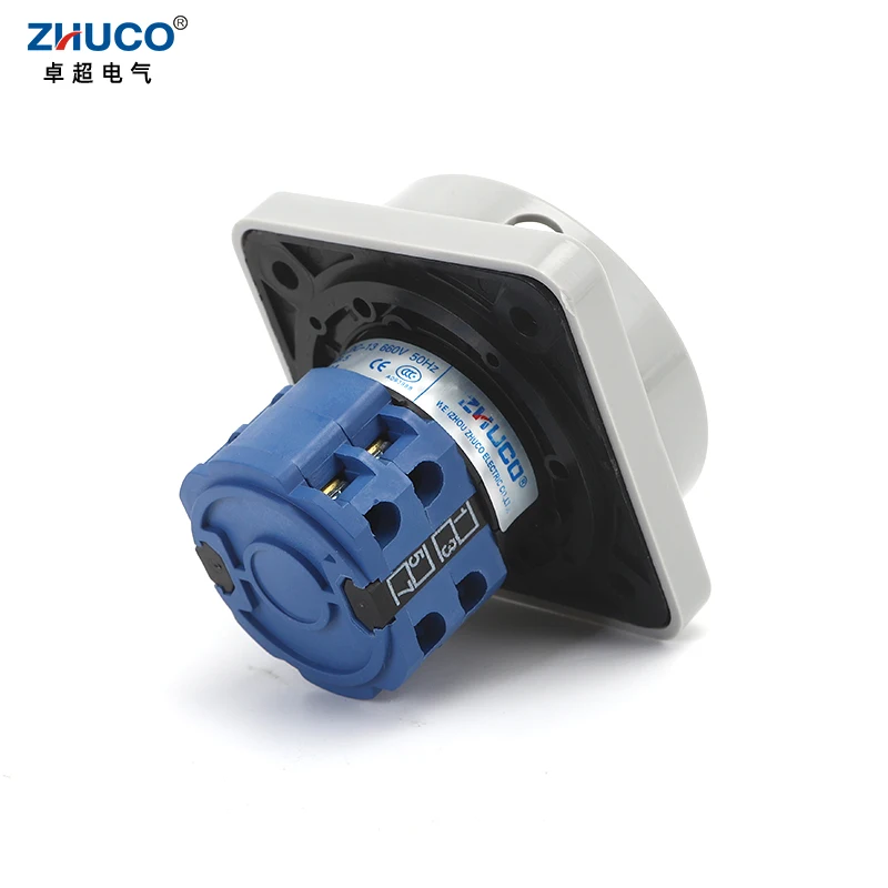 ZHUCO 로터리 캠 스위치, 전원 차단 노브 절연 마스터 스위치, SZW26-20 2GS-H 68x68mm 패널, 2 위치, 2 극 0-1 20A