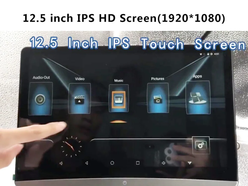 12,5 дюймовый Android 9,0 автомобильный монитор на подголовник 1920*1080 4K 1080P сенсорный экран wifi/Bluetooth/USB/SD/HDMI/FM/Mirroring/Miracast