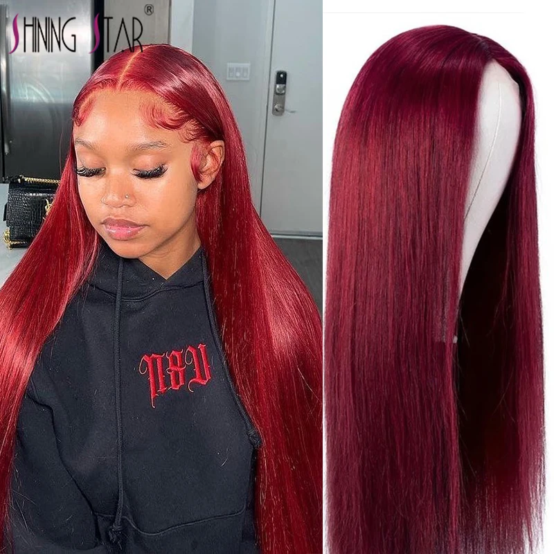 Human Hair Wigs Straight Burgundy Lace Front Wigs Transparent Lace Wigs  13*4 99J Red Lace Frontal Wigs Preplucked Brazilian Remy|Human Hair Lace  Wigs| - AliExpress