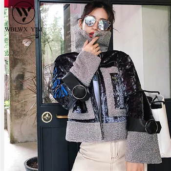 

2019 New Winter Fuax fur coat women Fashion embroidery pilot Fur coat short Lamb fur jacket female Thick warm casual Overcoat
