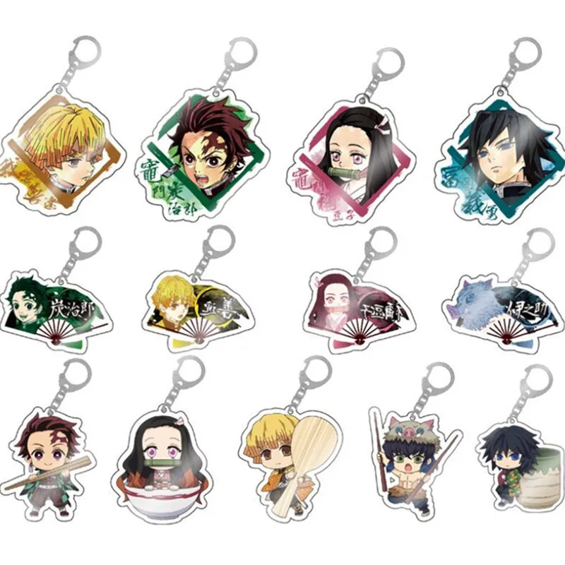 

Japan Anime Demon Slayer Kimetsu no Yaiba Keychain Tanjirou Nezuko Zenitsu Inosuke Two-sided Arcylic Keyc Chains Men Women Kids