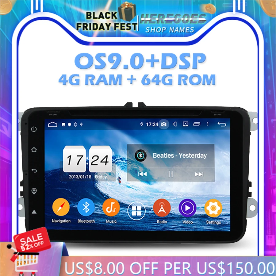1280 * 720IPS DSP Android 10 0 4G + 64G Встроенная память 8 CORE dvd-плеер для автомобиля Wi-Fi Bluetooth 4 2