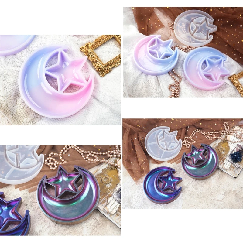 

Moon Star Tray Resin Mold Crescent Moon Box Epoxy Silicone Casting Mold Tools F3MF