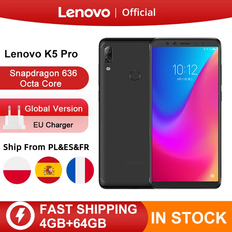Version mondiale originale Lenovo K5 Pro 4 go de RAM 64 go Snapdragon 636 Octa Core quatre caméras 5.99 pouces 4G LTE Smartphone | AliExpress