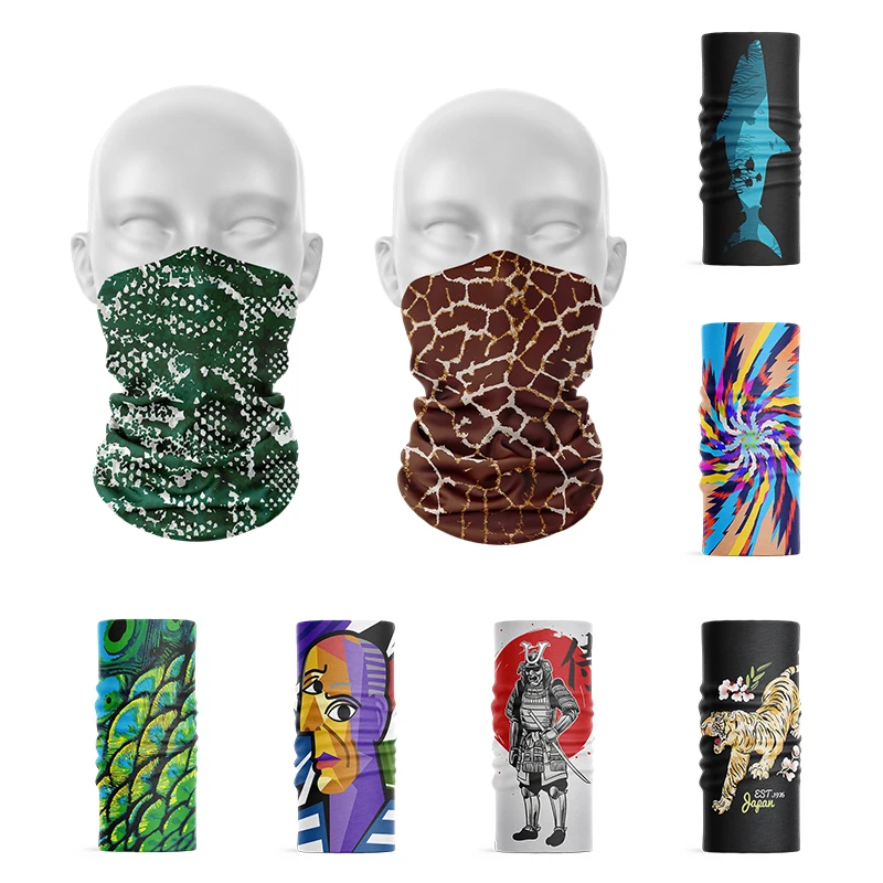 New 3D Women Headscarf Shark Tiger Animal Funny Fashion Face Bandana Sports Tubular Kerchief Elastic Headband Hand Strap бандана