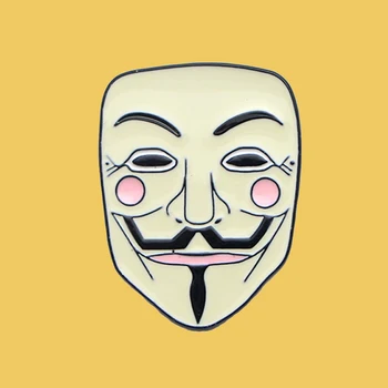 

O299 Wholesale 10pcs/lot V For Vendetta Mask Amazing Enamel Pin Brooch Creative Cartoon Denim Coat Lapel Badge Jewelry Gift