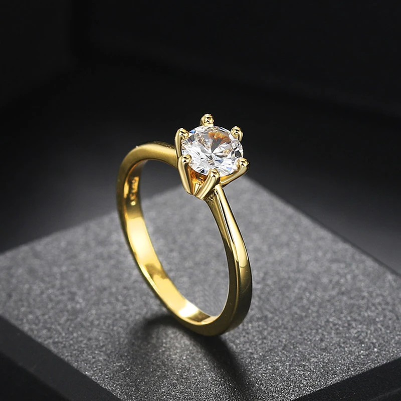 Wedding Rings For Women Classic 1 Carat AAA+ Zircon Light Gold Color  Engagement Anniversary Ring Jewelry Wholesale R174