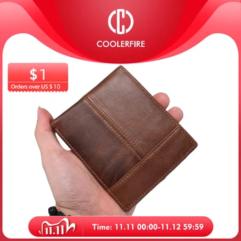 

Purse For Men Genuine Leather Men's Wallets Thin Male Wallet Card Holder Cowskin Soft Mini Purses PJ002