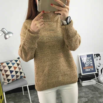 

Thick Turtlneck Cowl Neck Women Sweater Streetwear Knitted Pullovers Top Autumn Winter Clothes Christmas Sweater Pullover