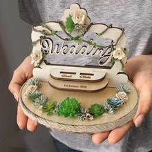 Заказные деревянные цветы, кольцо, Подушка для свадьбы, помолвки, дня рождения, украшения, реквизит для фотосессии, 1 шт