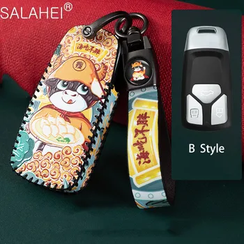 

New Leather Car Key Case Cover Shell For Audi A3 A4 A4L B5 B6 B7 B8 B9 A5 A6 A6L C5 C6 Q3 Q5 Q7 S5 S7 RS3 TT TTS 8S Accessories