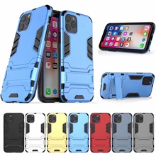 10 шт. 2 в 1 Подставка Железный человек Гибридный стенд держатель чехол для iPhone 11 Pro Max XS XR X 8 7 6 6S Plus Прочный ТПУ+ PC Броня чехол