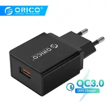 ORICO QC3.0 USB зарядное устройство для путешествий 18 Вт QC3.0 2,0 Быстрый Мобильный телефон ЕС вилка настенное зарядное устройство адаптер для Xiaomi iPhone samsung huawei